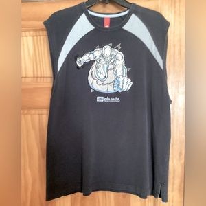 Mens Large sleeveless Rare Vintage Ecko / Silver Surfer vinyl stitch patch shirt